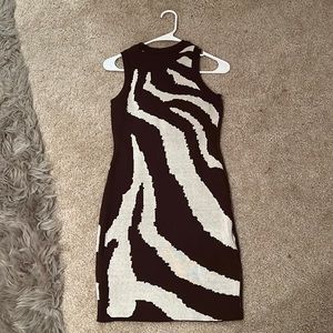 Dark brown and white Printed dress